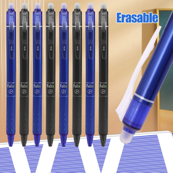 6Pcs/Set Hot Erasable Press Neutral Pen For School Student Special Easy Erasable Pen Stationery Supplies Black/Blue
