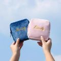 Women Velvet Cosmetic Bag Organizer Girls Ladies Cute Mini Small Travel Lipstick Makeup Bags Sanitary Napkin Pad Storage Bags. 