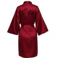 Wedding Party Team Bride Robe With Black Letters Kimono Satin Pajamas Bridesmaid Bathrobe NLJY002.