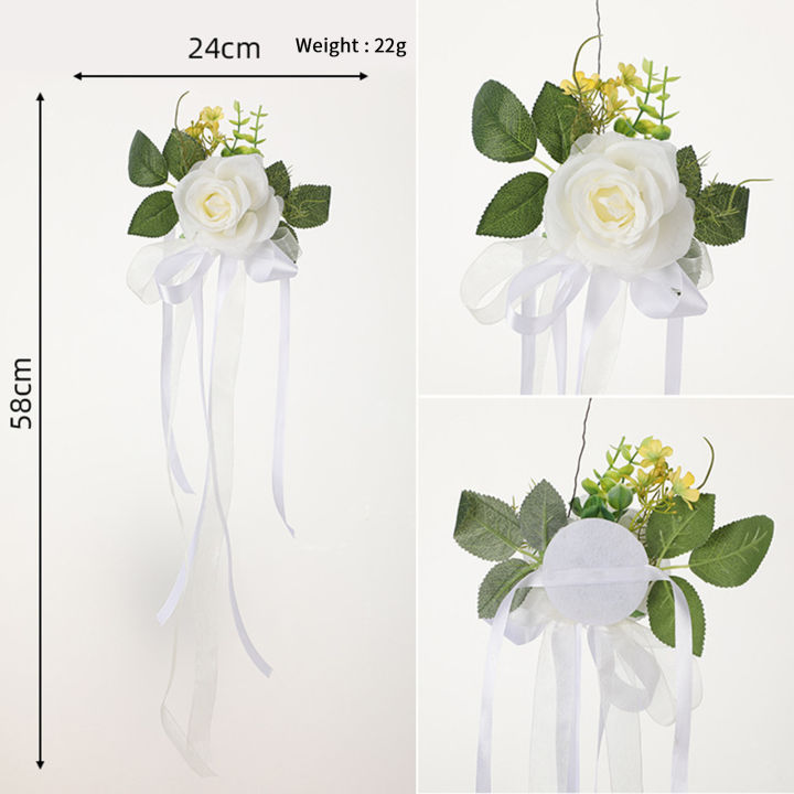 GC%20Wedding%20Decorations,%20Wedding%20Chair%20Decorations%20With%20Artificial%20Open%20Rose,%20Green%20Leaves,%20Handmade%20Chiffon%20Ribbons,%20Wedding%20Flowers%20Decorations%20For%20Ceremony%20-%20Image%203