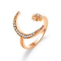 Crescent Moon Ring European and American fashion Star Moon Ring national wind Star Moon index finger ring.