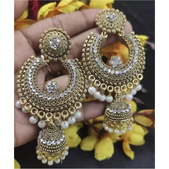 Beautiful Metal Earring With Stone Jhumka Kaner Dul For Women