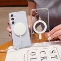 For Samsung Galaxy A36 MagSafe Compatible Shockproof Transparent Slim Fit Wireless Charging supported Frosted Border Phone Back Case Mobile Cover.