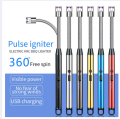 Windproof 360 Degree Free Rotation BBQ Lighter USB Rechargeable Electric Arc Lighter for Candle Kitchen-multicolour. 
