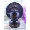 Black beauty 4 Pieces dinner Set,Ceramic Exclusive dinner Set oven safe, for gift and home decoration-black.CD:R00.. 