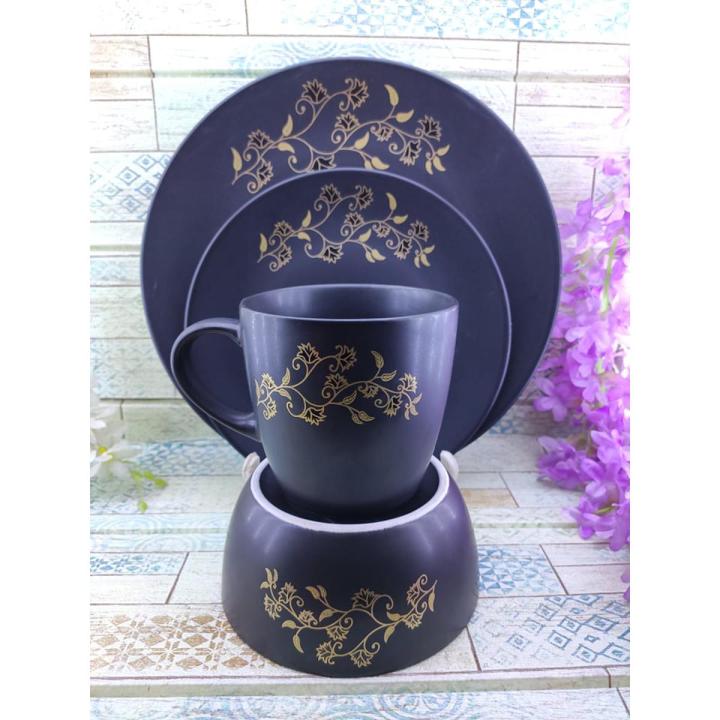 Black beauty 4 Pieces dinner Set,Ceramic Exclusive dinner Set oven safe, for gift and home decoration-black.CD:R00.