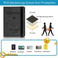 1 Pcs Multi-Compartment Travel Passport Wallet with Card, Ticket and SIM Slots,  and Elastic Strap and  RFI-D Blocker. 