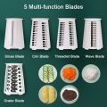Newest Vegetable Cutter Slicer Multifunctional Manual 5 Set Blades Potato Carrot Slicing Thick Wire Wavy Grinding Garlic Cheese-The Old Version.