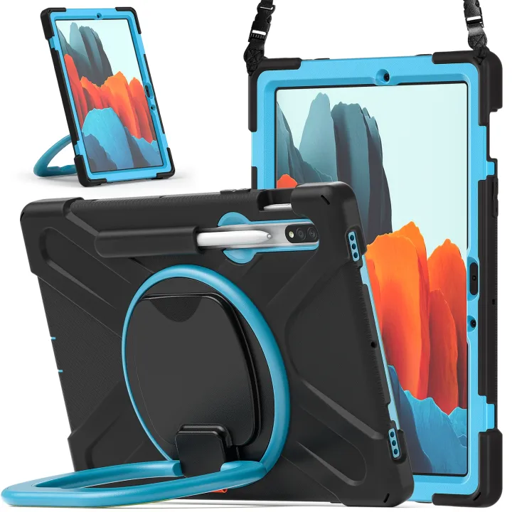For%20Samsung%20Galaxy%20Tab%20S8%20/%20Galaxy%20Tab%20S7%20T870%20/%20T875%20Silicone%20+%20PC%20Protective%20Case%20with%20Holder%20&%20Shoulder%20Strap(Navy%20Blue%20+%20Yellow%20Green)%20-%20Image%209