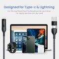 FLOVEME 4 in 1 Fast Charging High Current 3A Nylon Braided 1 Meter Data Sync Cable For iPhone iPad Type C Charge. 