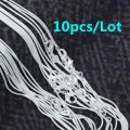 10pcs 925 sterling silver fine 1MM snake chain necklace for women man 16-30inches fashion party wedding Jewelry gifts. 