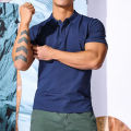 Summer New Sports Fitness Men Polo Shirt Lapel Short Sleeve Breathable Solid Color Slim Casual High Elastic Quick-Drying T-shirt. 