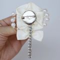 European Wedding Flowers Groom Groomsmen Boutonniere Wedding Prom Men Suit Lapel Pin Silk Ribbon Ceremony Flower Brooch X8715. 