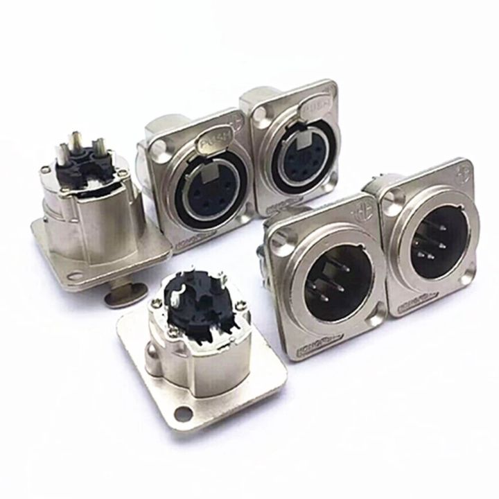 1pcs%203,4,5%20pin%20Square%20Cannon%20Male/Female%20Metal%20XLR%20Microphone%20Speaker%20Panel%20mount%20socket%20Connector%20-%20Image%203