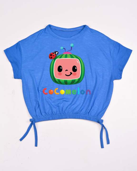 Kids Graphic Tee With Elastic Bottom-Blue