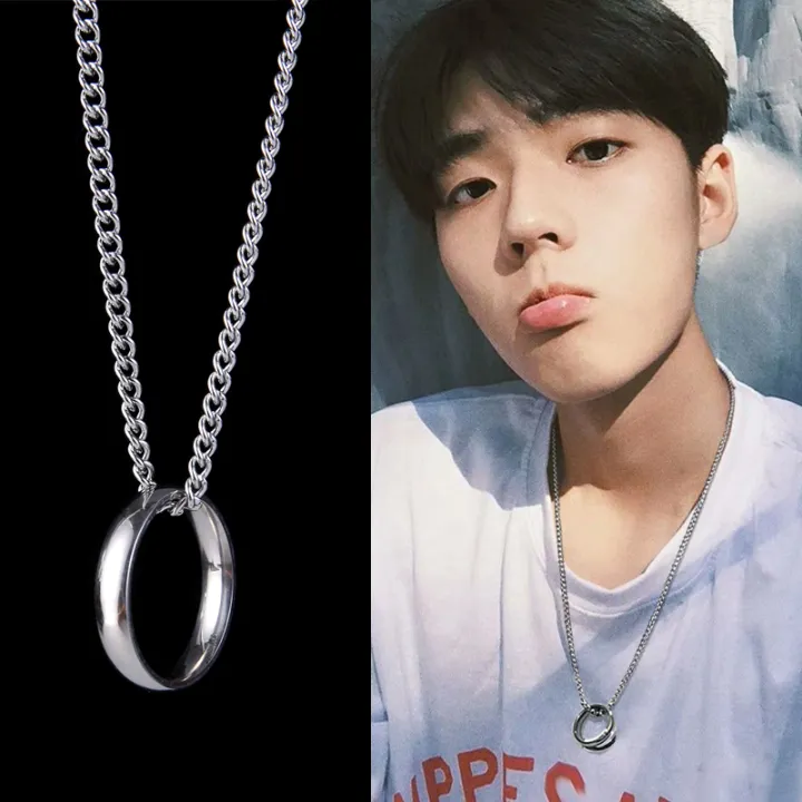 Simple%20Necklace%20With%20Finger%20Ring%20Men's%20Plain%20Color%20Necklace-%20Fashion%20Chain%20-%20Image%203
