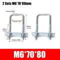 2Sets Durable 304 Stainless Steel Square Clamp With Baffle Right Angle U-bolt Pipe U-clamp Screw M6 Squa Bolt. 