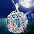 Creative Sister Crystal Necklace Stainless Steel Life Tree Pendant Engagement Necklaces for Women Stainless Steel Jewelry Gift. 
