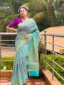 Puja Special Katan Designer Block Print Half Silk Saree For Woman - Sharee For Women.