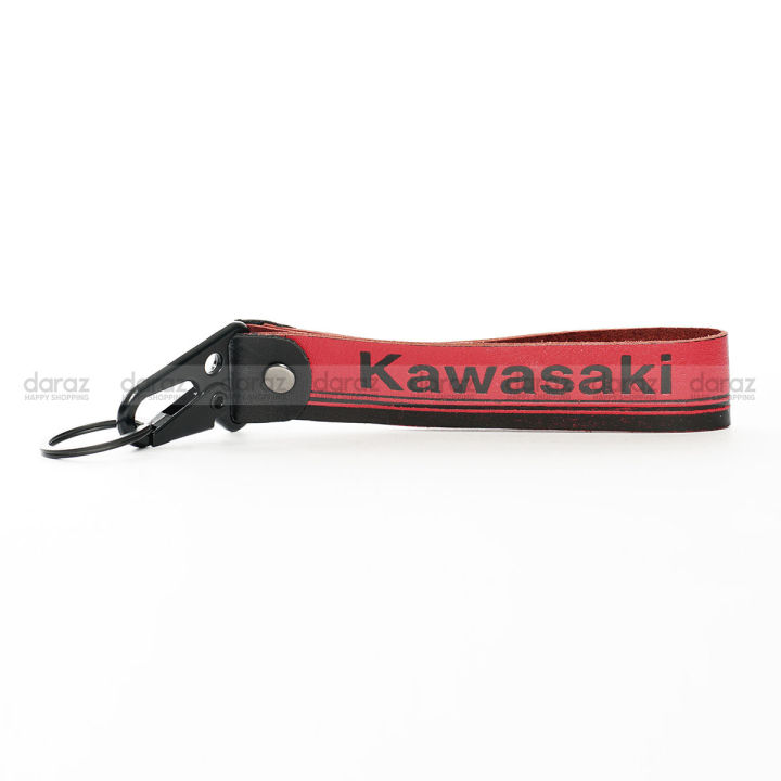 Kawasaki China Model Stylish Long Lace Leather Key Ring for Bike Riders -Red Color