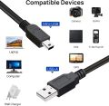 Mini USB 2.0 Cable 5Pin Mini USB to USB Fast Data Charger Cables for MP3 MP4 Player Car DVR GPS Digital Camera HD Smart TV1/1.5m.