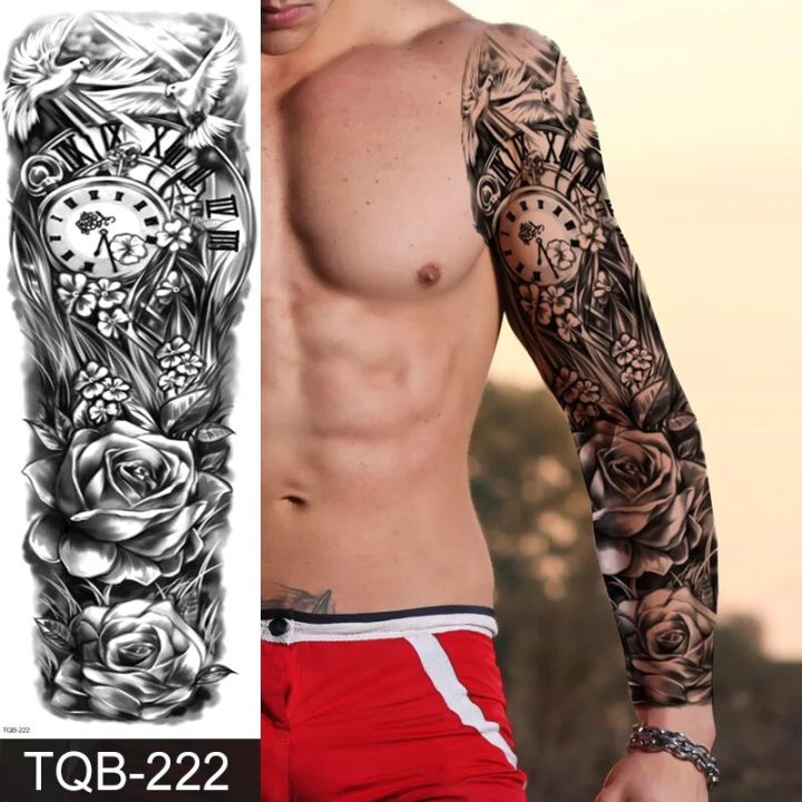full%20arm%20temporary%20tattoos%20large%20totem%20tribal%20big%20sleeve%20tattoo%20sticker%20body%20art%20sexy%20dragon%20tiger%20lion%20king%20tattoo%20designs%20men%20-%20Image%205