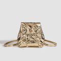 Patent leather shiny quilted embroidery thread women's backpack 2024 new trendy and versatile chain backpack mini student school bag.