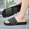 Indispensable-Quality And Durability-Stylish Black And Chocolate Color CHESS Slide Slipper Sandal For Men S30.