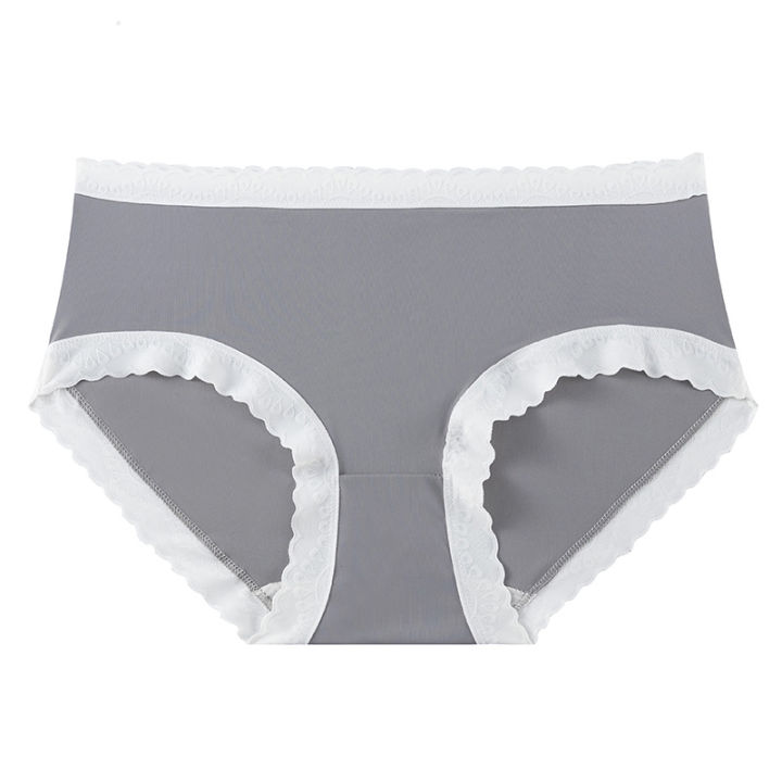 New%20Japanese%20Panties%20Women's%20Cotton%20Traceless%20Girl%20Simple%20Japanese%20Black%20and%20White%20Mid-Waist%20Student%20Lace%20Briefs%20-%20Image%205