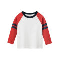 DSstyles Boys Long Sleeve Shirts Cotton Round Neck Tees Sleeve Patchwork Color T-shirt Fashionable Children's Tops. 