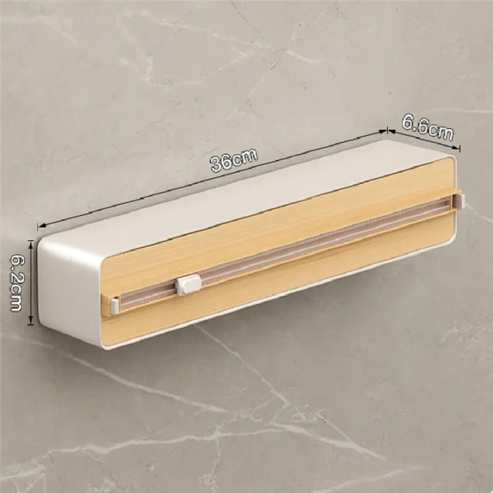Plastic%20Wrap%20Dispenser,Foil%20Dispenser,Refillable%20Cling%20Wrap%20Dispenser,Foil%20Cling%20Film%20Dispenser%20Wrap%20Dispenser%20Easy%20to%20Use%20White%20&%20Wood%20Grain%20-%20Image%204