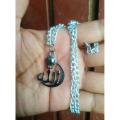 Allah Name Locket for Men /Women With White Chain - Silver-1 ps. 