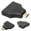 2 In 1 HDMI Male To Dual HDMI Female Port Gold Plated Audio Video Splitter Adapter Converter 1080P HD TV HD PC Monitor USB-Ethernet Adapters.