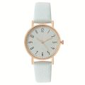 Women's Watch Casual Round Pointer Quartz Watch Textured Dial Analog PU Leather Wrist Watch.