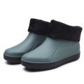 Mid-Calf Rain Shoes Fashion Velvet Padded Rubber Shoes Men's Thickened Rubber Boots Waterproof Rain Boots Rain Boots Kitchen Winter Short Non-Slip Warm.