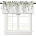 Sage Green Curtain Valance for Watercolor Eucalyptus Leaf Rod Pocket Valance Window Treatments Plant Leaves Easy to Use 137x45cm. 