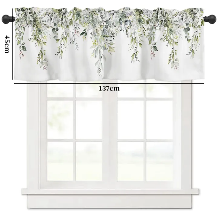Sage%20Green%20Curtain%20Valance%20for%20Watercolor%20Eucalyptus%20Leaf%20Rod%20Pocket%20Valance%20Window%20Treatments%20Plant%20Leaves%20Easy%20to%20Use%20137x45cm%20-%20Image%202