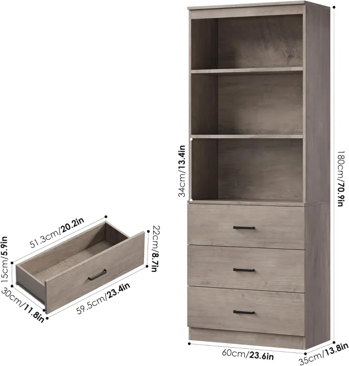 Tall%20Storage%20Cabinet,%20Bookcase%20with%203%20Drawers%20and%203-Tier%20Open%20Shelves,%20Wooden%20Bookshelf%20Storage%20Organizer%20for%20Living%20Room,%20Study,%20Kitchen,%20Home%20Office,%20Ash%20Grey%2072/24%20-%20Image%204
