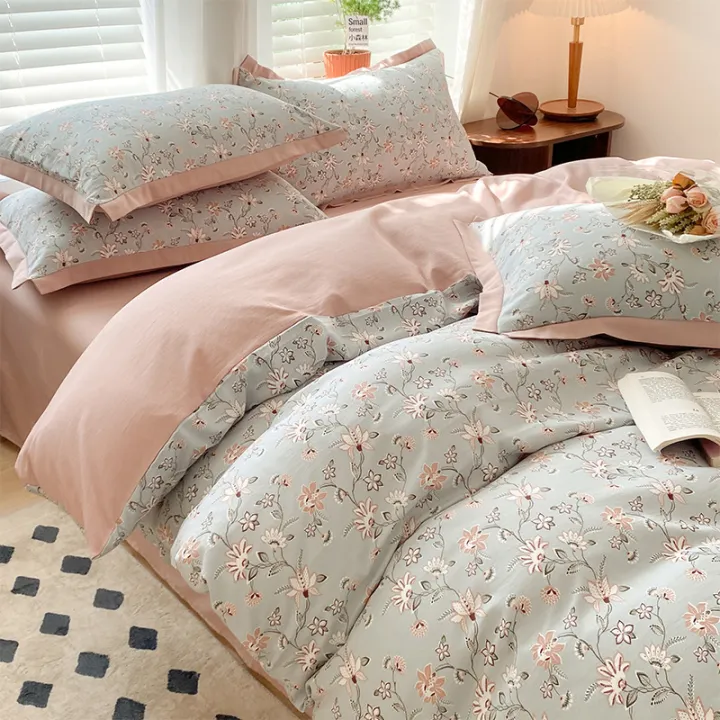 AMaternal%20and%20Child%20Double-Layer%20Yarn%20Bed%20Four-Piece%20SetinsFrench%20Retro%20Bedding%20Washed%20Cotton%20Duvet%20Cover%20Bed%20Single%20Three-Piece%20Set%20-%20Image%206