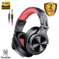 OneOdio A71 Over Ear Headphones with 90° Rotatable Housing, DJ Headphones with Share Port, Wired Bass Headphones with 40mm Driver, Wired Stereo Headphone for Monitoring, Recording, Mixing with mic (red).