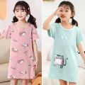 Unicorn Cotton Nightdress Little Teen Girl Pajamas Dresses Children Cartoon Summer Nightgown Home Clothes Kids Sleepwear Gecelik.
