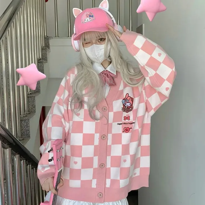 Sanrio%20Y2k%20Cinnamoroll%20Kawaii%20Cardigan%20Women%20Kuromi%20Melody%20Korean%20Fashion%20Sweater%20Female%20Preppy%20Style%20Long%20Knit%20Top%20Clothes%202023%20-%20Image%204