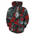 Green Flame Black White Skull Head Fire Red Rose Skeleton Punk Style Men 3D Hoodie Women Casual Hooded Sweatshirt Pullover. 