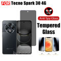 Tecno Spark 30 4G Anti-Spy Tempered Glass for Tecno Spark 30C 30 Pro 4G Privacy Screen Protector 3 in 1 Carbon Fiber Film and Camera Protector. 