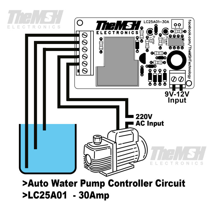 Auto Water Pump Controller Circuit - 30Amp / LC25A01 - 30Amp / Auto Water Level Controller Circuit - 30Amp / XH-M203 - 30Amp