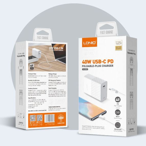 LDNIO A1405C 40W USB-C Charging Wall Charger Universal Notebook Available PD Fast Charger