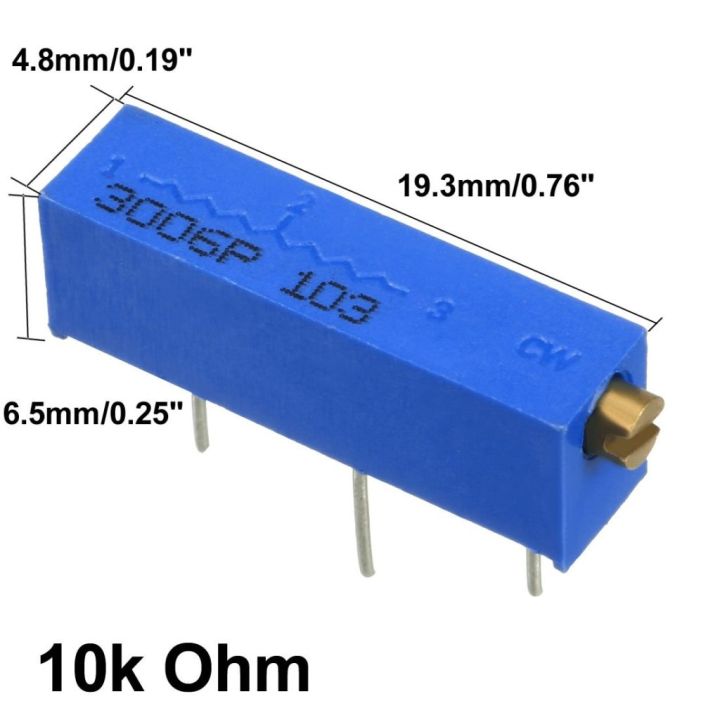 3006%20103%2010K%20Multiturn%20Precision%20Variable%20Resistor%20Cermet%2010K%20Ohm%20Potentiometer%2010K%20Ohm%20103%203%20Pin%20750mW%2019mm%20Trimpot%20Trimmer%20Side%20Linear%20Trimming%20Potentiometer%20VR%20Pot%20Electrical%20Circuitry%20&%20Parts%20-%20Image%207