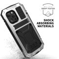 For iPhone 13 Pro Max R-JUST Shockproof Waterproof Dust-proof Metal + Silicone Protective Case with Holder. 