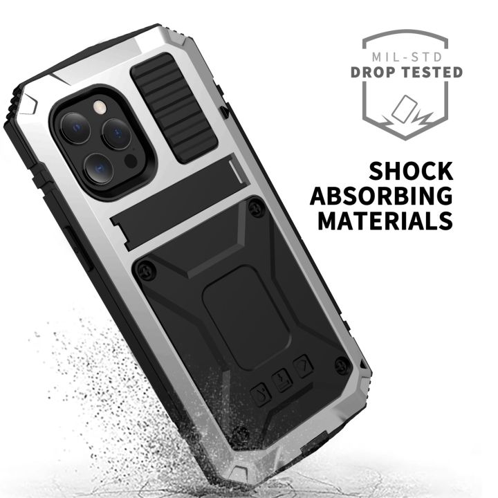For%20iPhone%2013%20Pro%20Max%20R-JUST%20Shockproof%20Waterproof%20Dust-proof%20Metal%20+%20Silicone%20Protective%20Case%20with%20Holder%20-%20Image%203