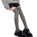 Japanese Preppy Style Women Girls Calf Socks Harajuku Lolita Opaque Solid Color Light Gray Student Over Knee High Tube T8NB. 